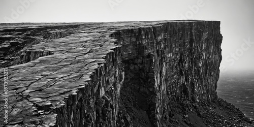 Black white photograph cliff face appears to be A black and whit