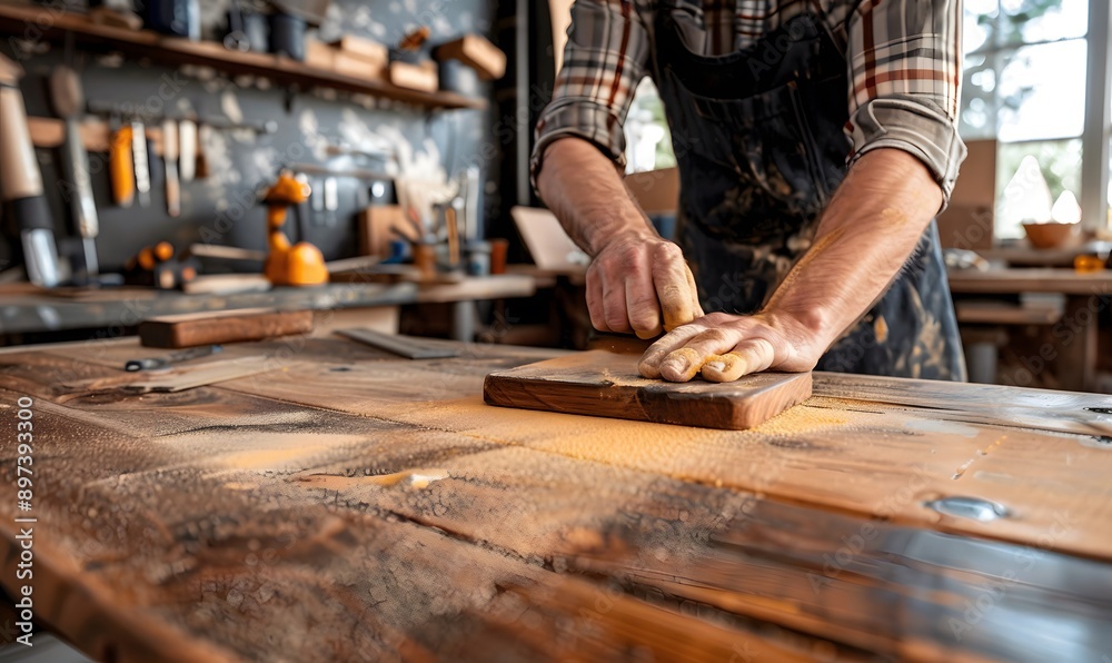 Carpenter Sanding Wood Carpenter Sanding Wood