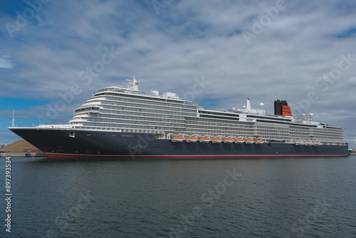 Brand new cruiseship cruise ship ocean liner Queen Anne in port of Skagen, Denmark during inaugural season in Europe photo