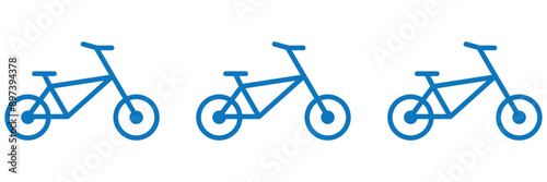 A set of bicycle parking place icons. A sign allowing cycling and its parking on a special territory.