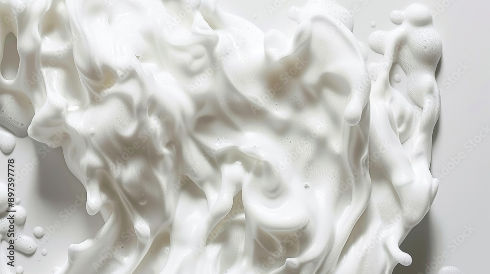 Creamy white texture of milk foam top view Creamy white texture of milk foam top view