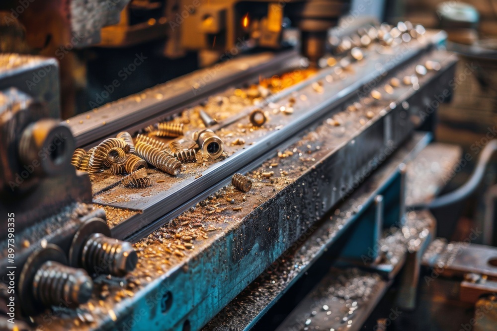 Precision metalworking on industrial lathe machine Precision metalworking on industrial lathe machine