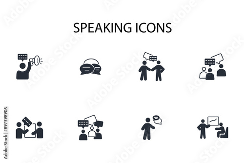 Speaking icon set.vector.Editable stroke.linear style sign for use web design,logo.Symbol illustration. © zumrotul