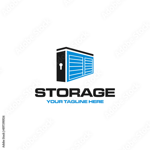 Self storage logo design template. Safe storage garage vector illustration. With concept of padlock and garage symbol combination.