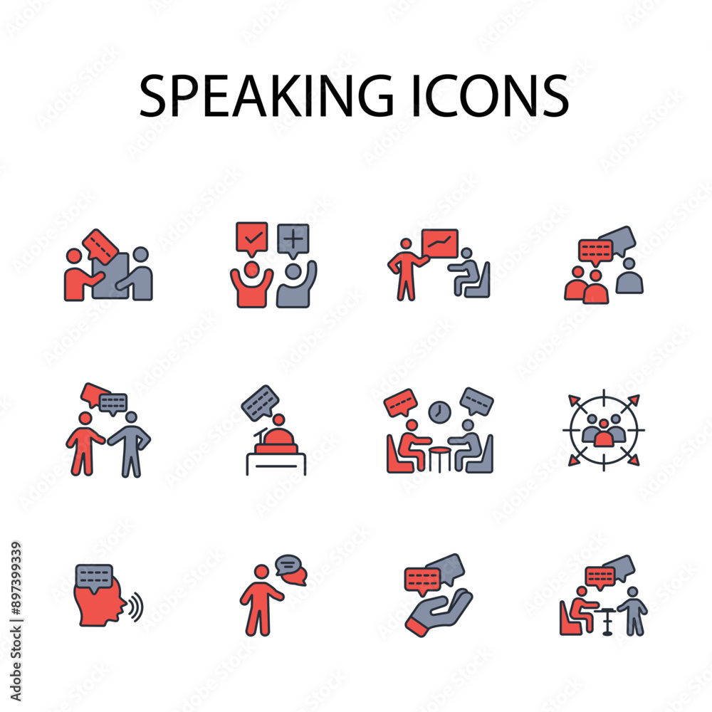 Speaking icon set.vector.Editable stroke.linear style sign for use web design,logo.Symbol illustration. Speaking icon set.vector.Editable stroke.linear style sign for use web design,logo.Symbol illustration.