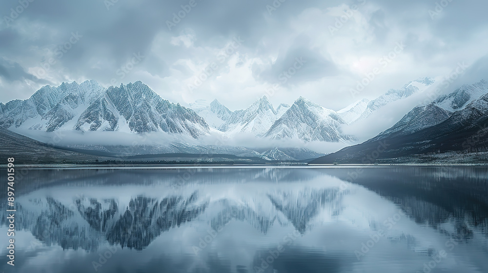 custom made wallpaper toronto digitalReflection of Pure Snow Mountain Water Surface