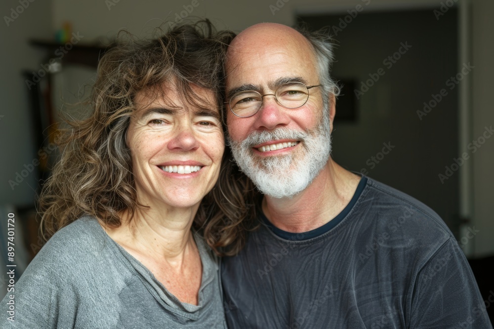 Portrait of a happy couple in their 40s smiling at the camera Portrait of a happy couple in their 40s smiling at the camera