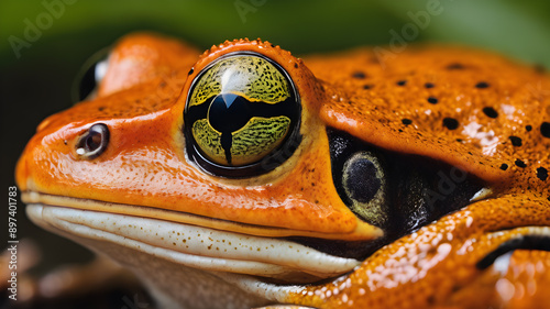Close-up of a frog's skin with warty texture. Generative AI photo