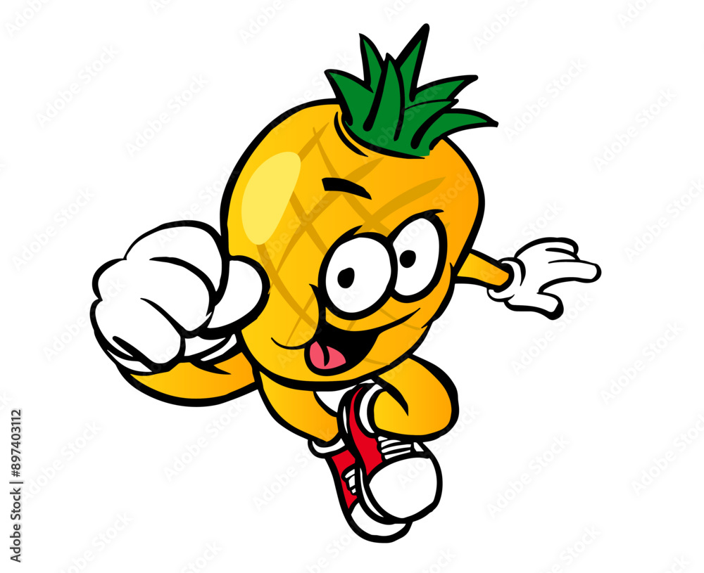 Fototapeta premium Pineapple mascot vector illustration