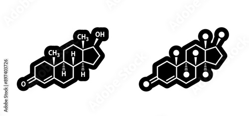 Testosterone structure C19H28O2 Sex hormone formula chemical structure molecule. Medical icon. Formula of chemical structure of estrogen, adrenaline testosterone. Structural formulas cells. photo