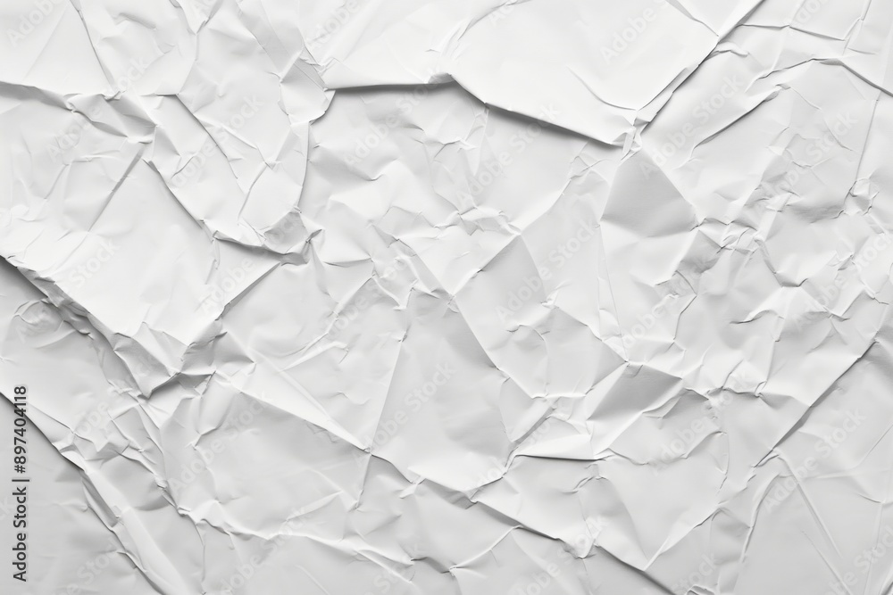 Wrinkled or crumpled white coated paper texture close-up. Eco friendly organic natural recycled kraft backdrop surface. Background for sustainable green design with copy space. Wrinkled or crumpled white coated paper texture close-up. Eco friendly organic natural recycled kraft backdrop surface. Background for sustainable green design with copy space.