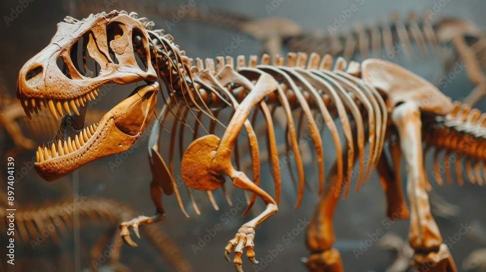 Dinosaur Skeleton Fossil Display In A Museum Exhibit Featuring Dinosaur Skeleton Fossil Display In A Museum Exhibit Featuring