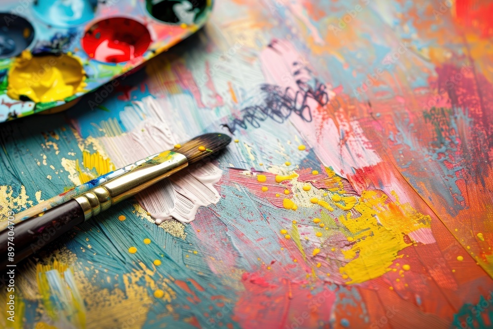 Paintbrush on a colorful background. Paintbrush on a colorful background.