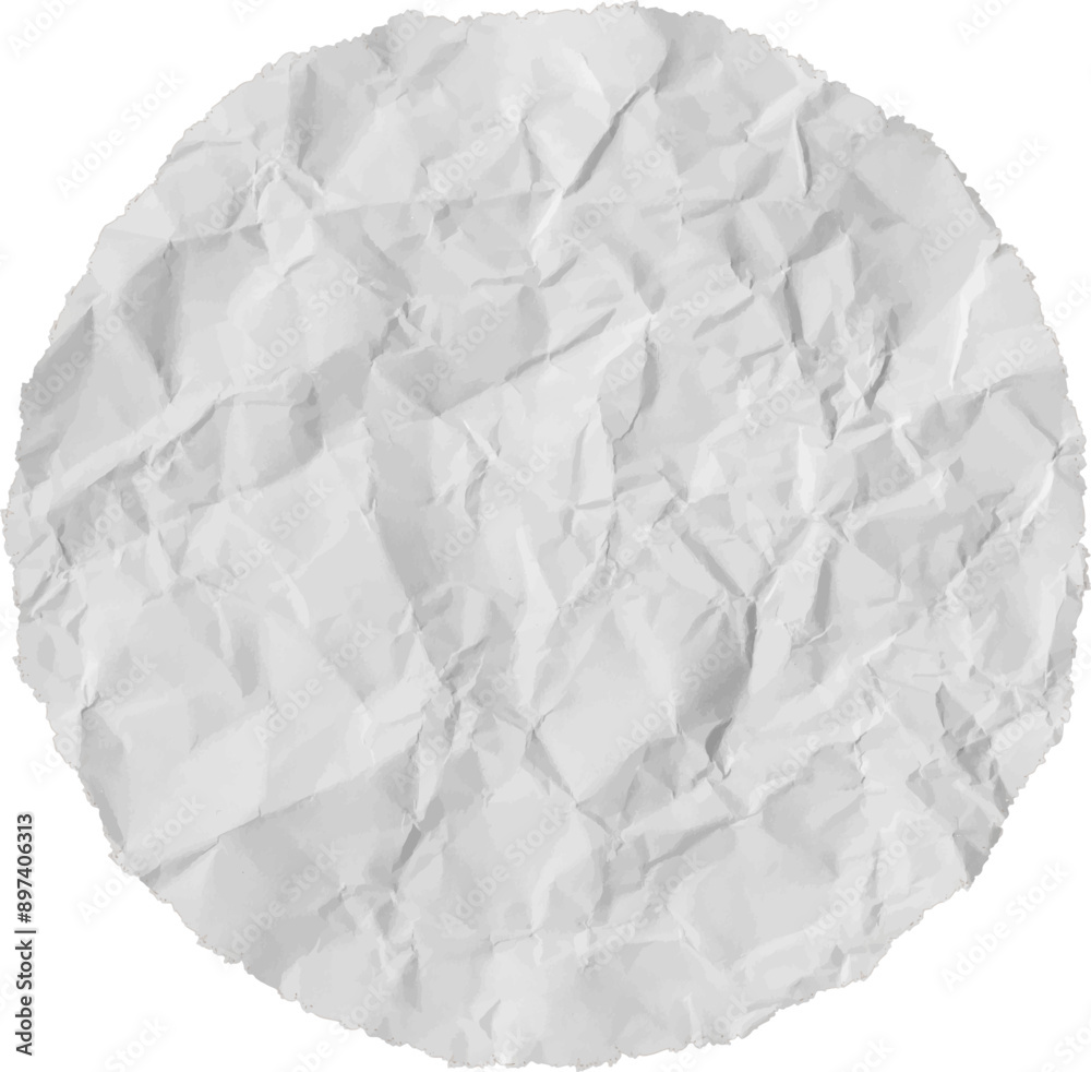 Circle made with crumpled  paper with ripped edge