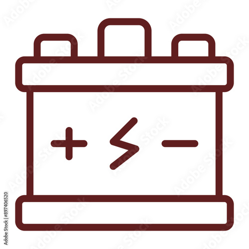 Battery Vector Line Maroon Icon Design