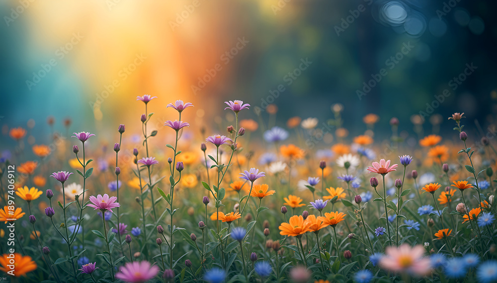 field of multicolor flowers field of multicolor flowers
