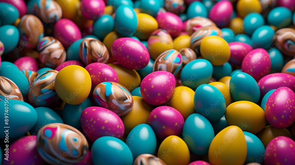 Colorful background of easter eggs collection, easter celebration