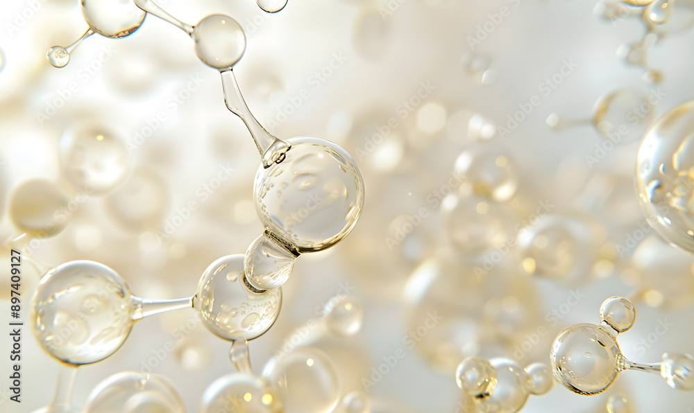 oil bubbles floating against a light background. The bubbles are semi-transparent with a reflective quality oil bubbles floating against a light background. The bubbles are semi-transparent with a reflective quality