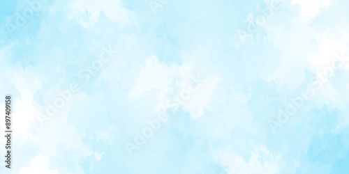 Blue sky with cloud .Beautiful blue sky with white clouds .bright cloud cover in the sun calm clear winter air background .gradient light white background.	