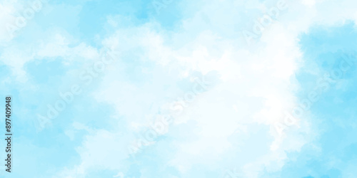 Blue sky with cloud .Beautiful blue sky with white clouds .bright cloud cover in the sun calm clear winter air background .gradient light white background.	