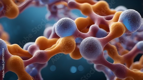 peptides under a microscope, closeup