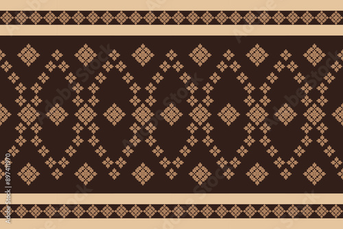 Geometric Pattern Traditional Tribal Style, Pixel Embroidery,Geometric Pattern. Beautiful Background Pattern,Fabric Pattern For Clothes ,Dress,Carpet,Curtain,Sarong,Sari, Scarf,Batik,wallpaper,border.