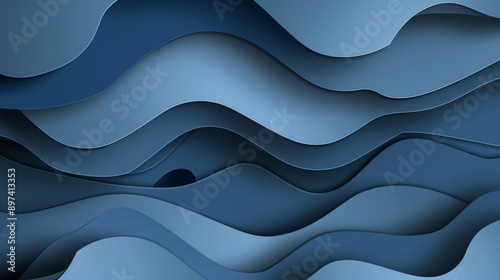 Smooth blue wave abstract background with shadows, ideal for your design project