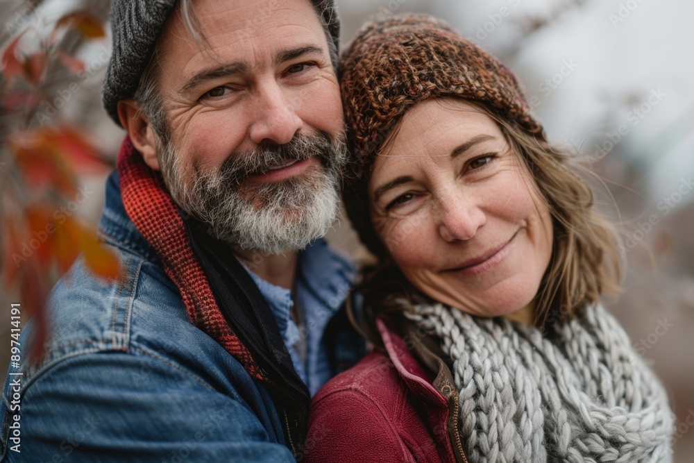 Portrait of a happy couple in their 40s looking at the camera
