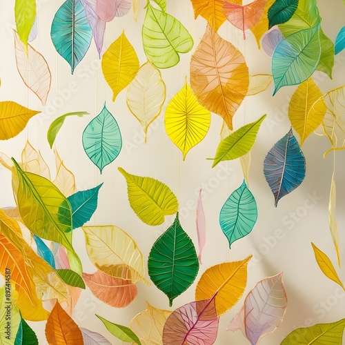 Wallpaper Mural Creative backdrop of transparent multicolored leaves Generative AI  Torontodigital.ca