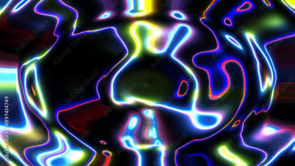 loop animation, geometric pattern liquid glow colorful, abstract random motion