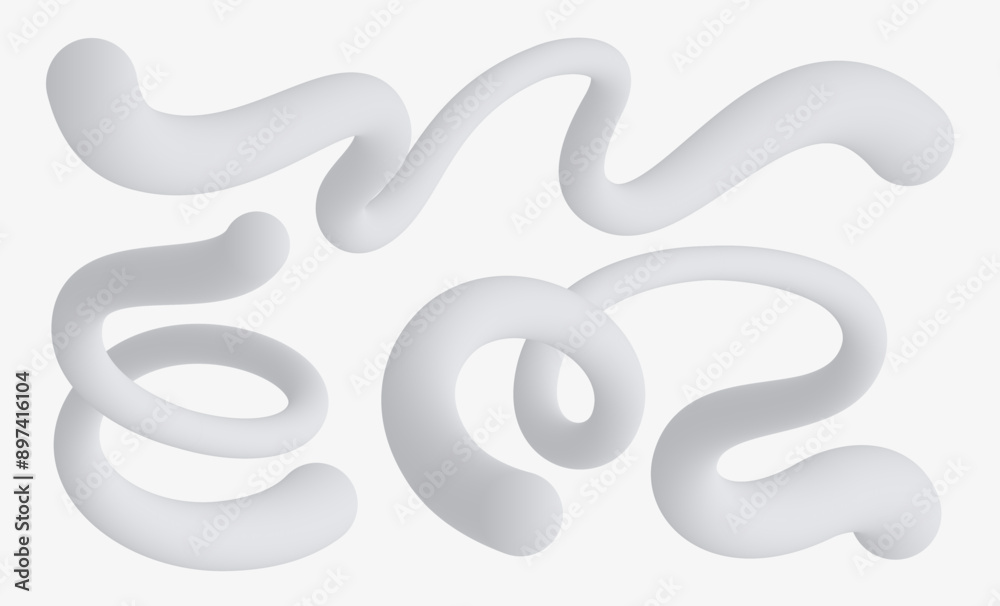 Wavy shapes with monochrome gradient on white background. Vector illustration.
Wavy shapes with monochrome gradient on white background. Vector illustration.