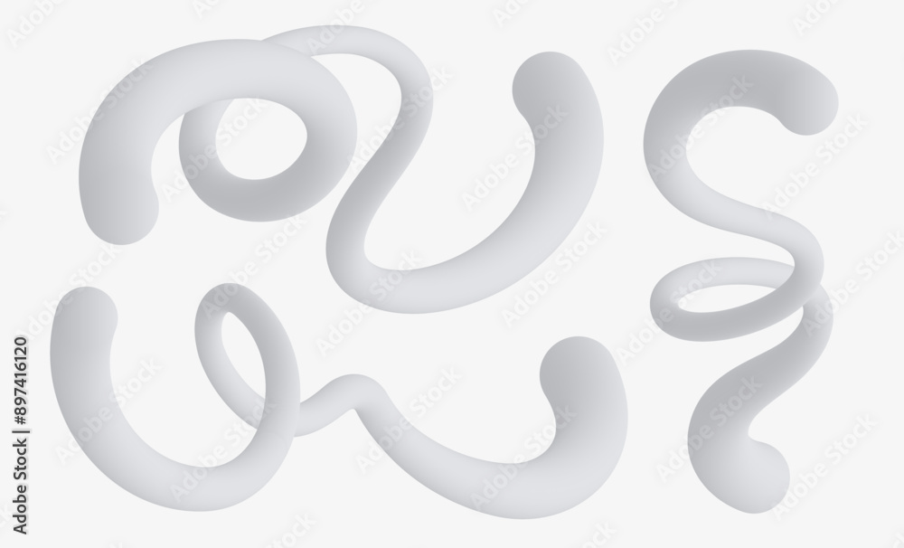Wavy shapes with monochrome gradient on white background. Vector illustration.
Wavy shapes with monochrome gradient on white background. Vector illustration.