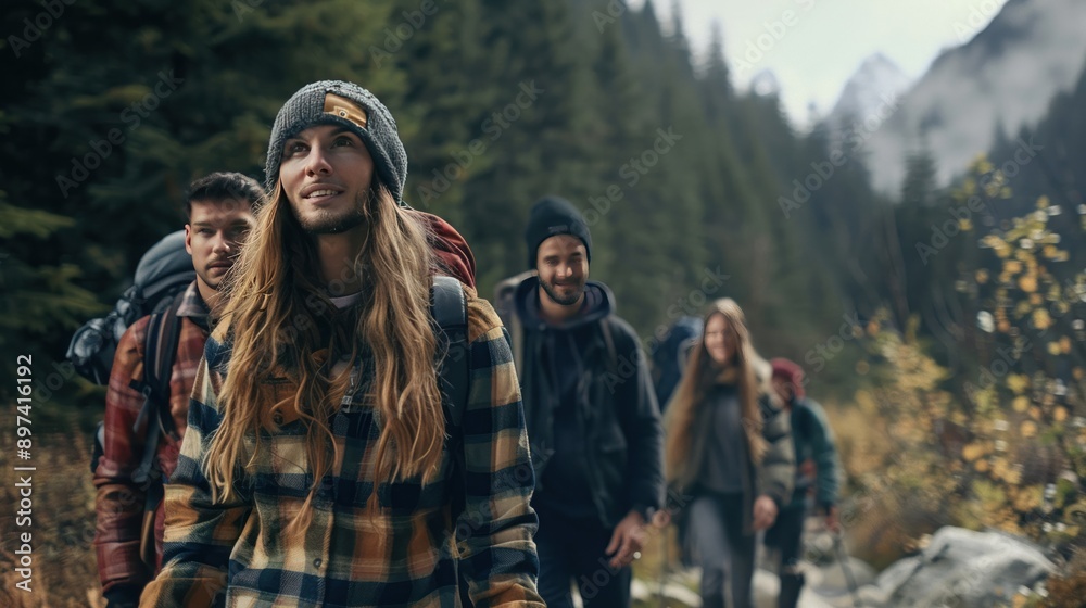 Group of friends hiking in the mountains Lifestyle Group of friends hiking in the mountains Lifestyle