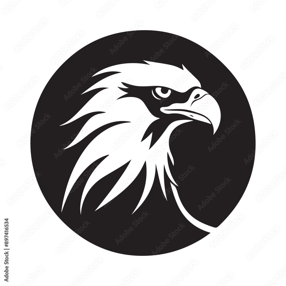Fototapeta premium Circle Eagle Head Logo design vector. Eagle logo black and white isolated on white