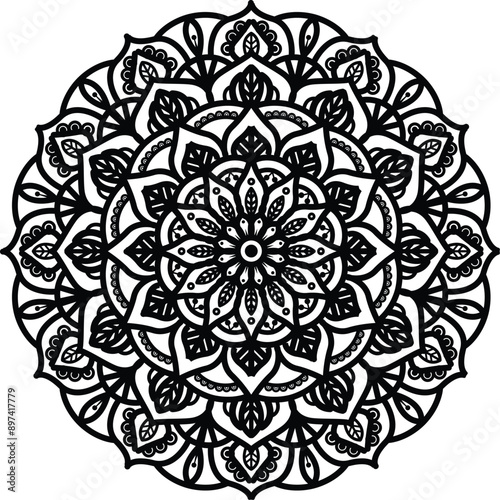 Mandala. Vintage Round Ornament Pattern. Stylized Ornamental Flower. Decorative element for any kind of design. Coloring book.