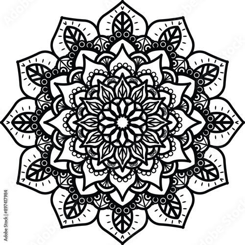 Mandala. Vintage Round Ornament Pattern. Stylized Ornamental Flower. Decorative element for any kind of design. Coloring book.