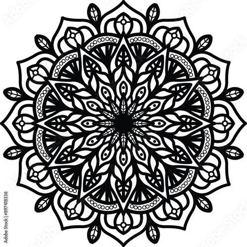 Mandala. Vintage Round Ornament Pattern. Stylized Ornamental Flower. Decorative element for any kind of design. Coloring book.