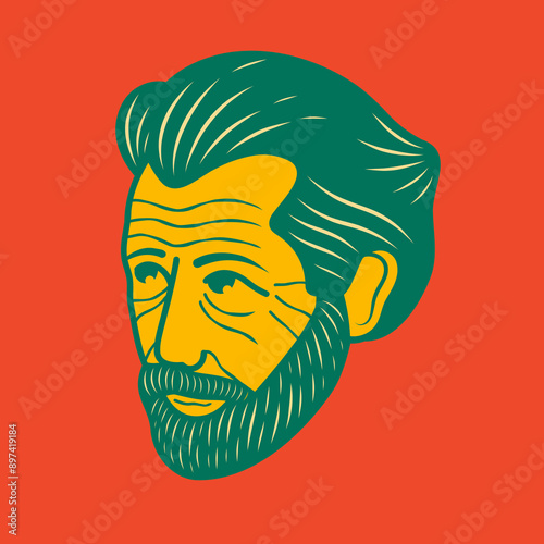 Old man face avatar illustration graphic design 57