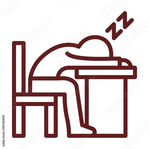 Lazy Vector Line Maroon Icon Design