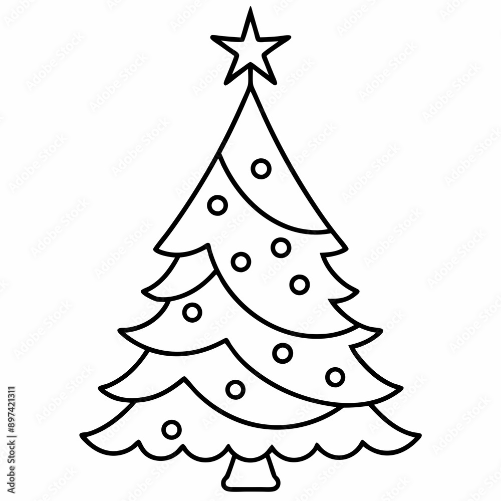 Stunning vector illustration of a Christmas tree on a white background ideal for holiday projects Stunning vector illustration of a Christmas tree on a white background ideal for holiday projects