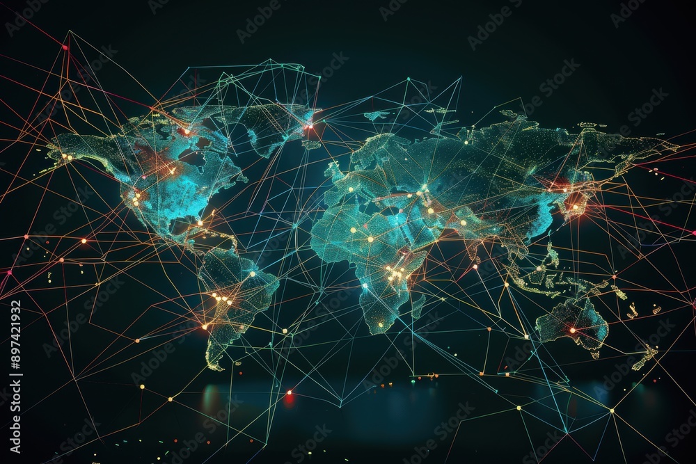 Global Network Reach: Interconnected World Map Global Network Reach: Interconnected World Map