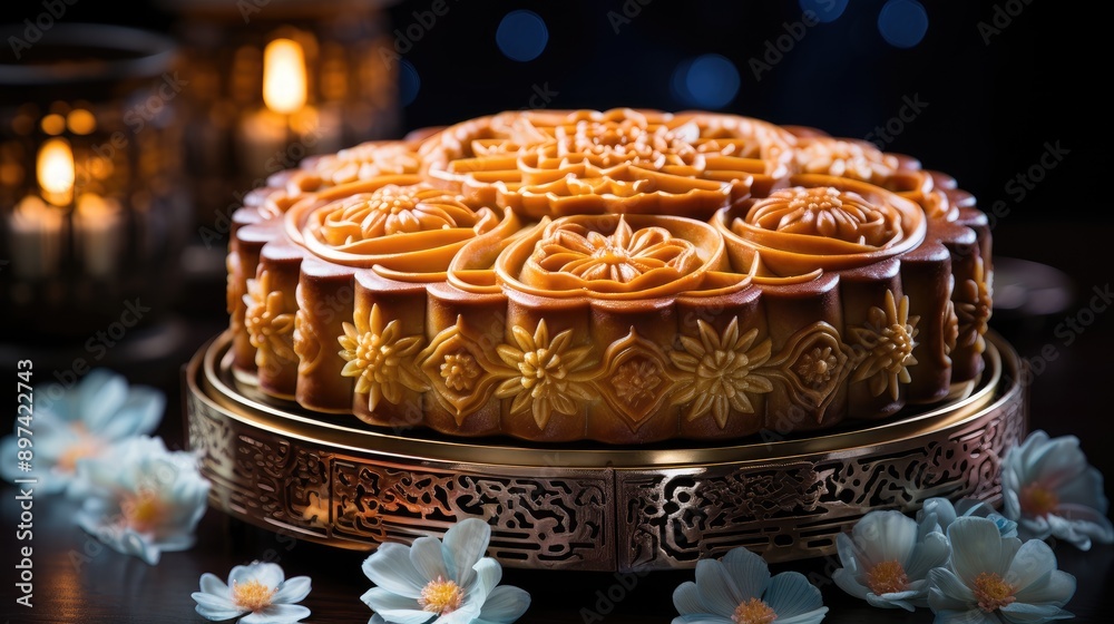 A mooncake is a Chinese bakery product traditionally eaten during the Mid-Autumn Festival. A mooncake is a Chinese bakery product traditionally eaten during the Mid-Autumn Festival.