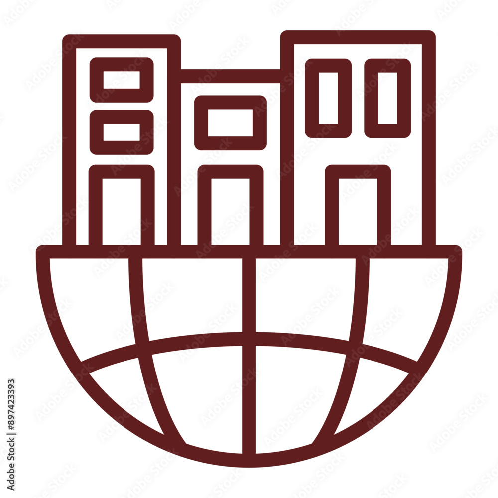 Urban Sprawl Vector Line Maroon Icon Design Urban Sprawl Vector Line Maroon Icon Design