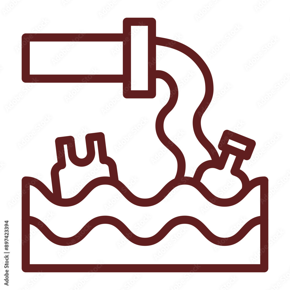 Wastewater Discharge Vector Line Maroon Icon Design Wastewater Discharge Vector Line Maroon Icon Design