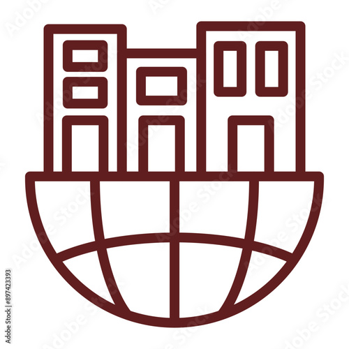 Urban Sprawl Vector Line Maroon Icon Design