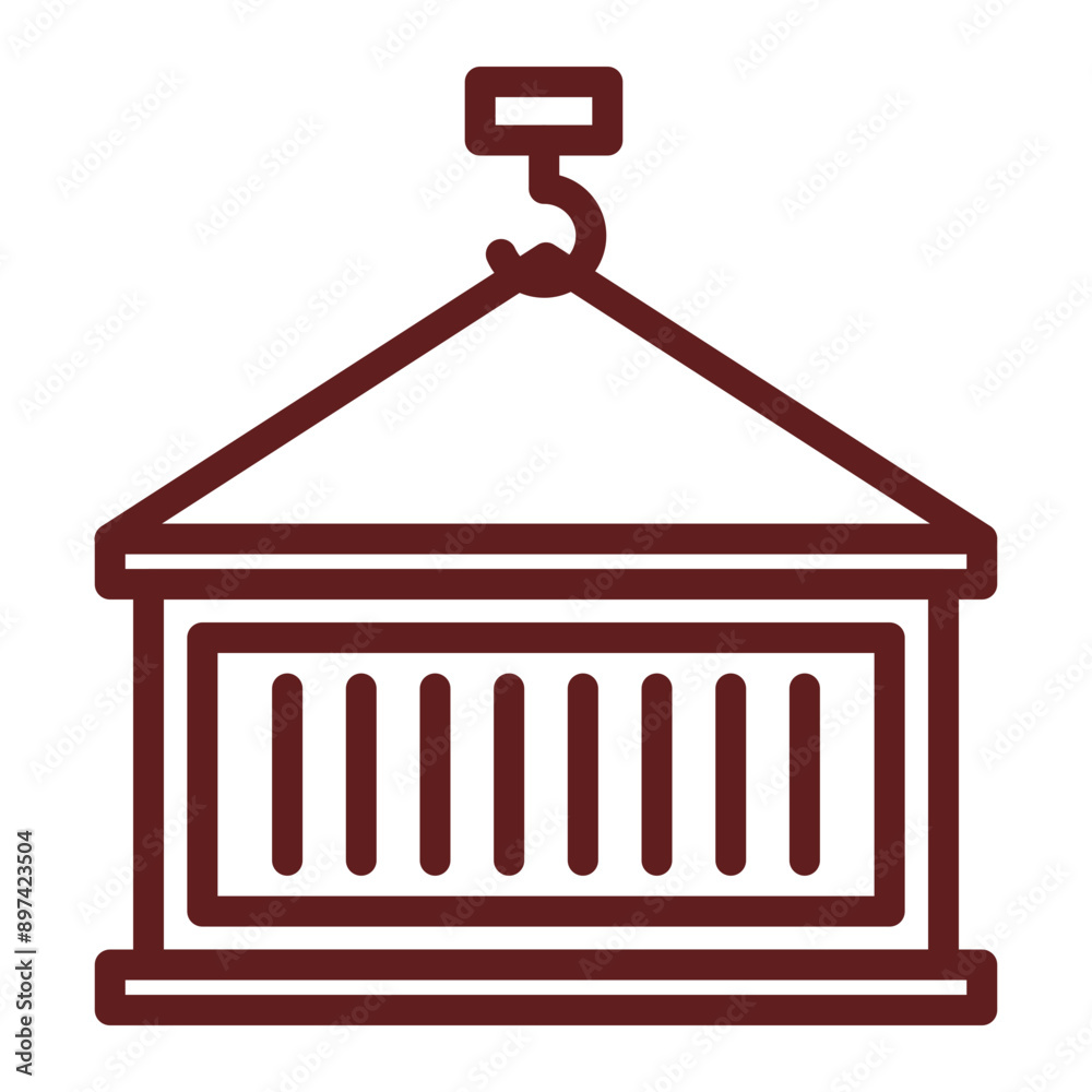 Shipping Container Vector Line Maroon Icon Design Shipping Container Vector Line Maroon Icon Design