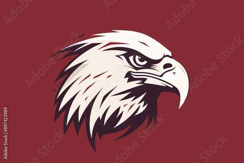 a white eagle head on a red background