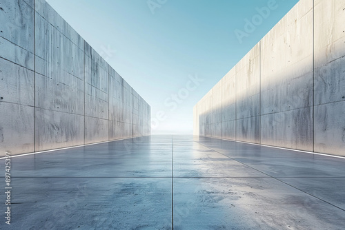 Concrete outdoor square building,Empty architectural background.