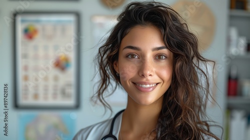 Free Download Smiling Female Doctor in White Coat With Stethoscope - GFXLoad