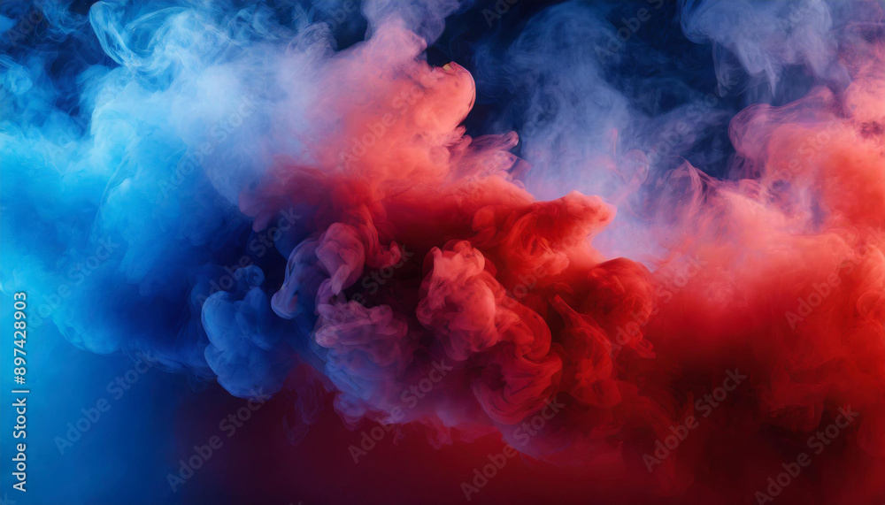 Dynamic Interplay of Red and Blue Smoke in Abstract Fluid Motion. USA flag. Patriotic background banner texture with kopi space for pride celebration election president vote Dynamic Interplay of Red and Blue Smoke in Abstract Fluid Motion. USA flag. Patriotic background banner texture with kopi space for pride celebration election president vote